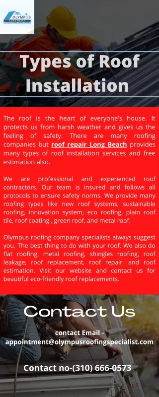 Types of Roof Installation