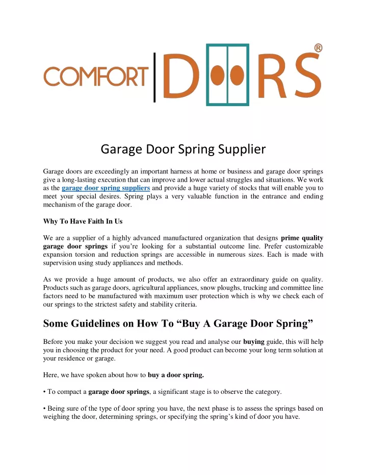 garage door spring supplier