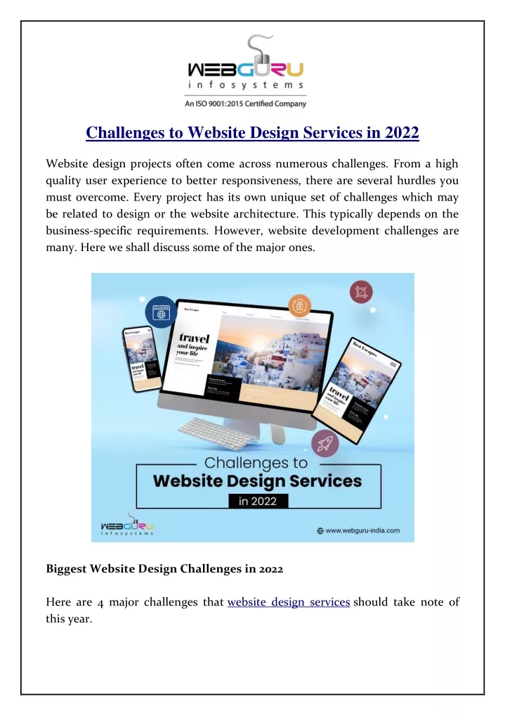 challenges to website design services in 2022