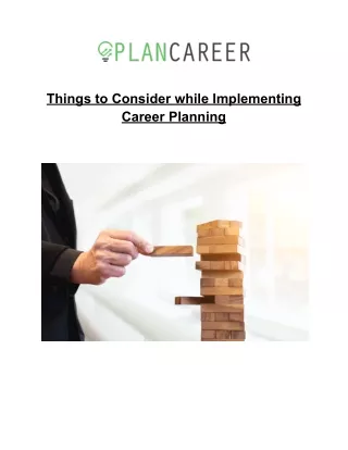 things to consider while implementing career