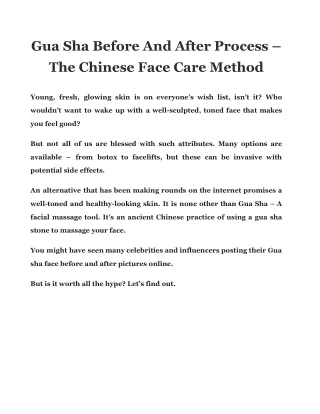 Gua Sha Before And After Process – The Chinese Face Care Method