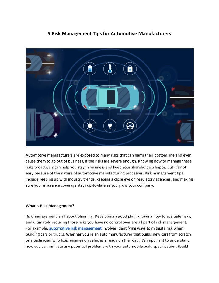 5 risk management tips for automotive