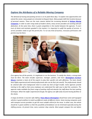 explore the attributes of a reliable moving