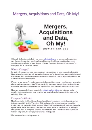 mergers acquisitions and data oh my mergers