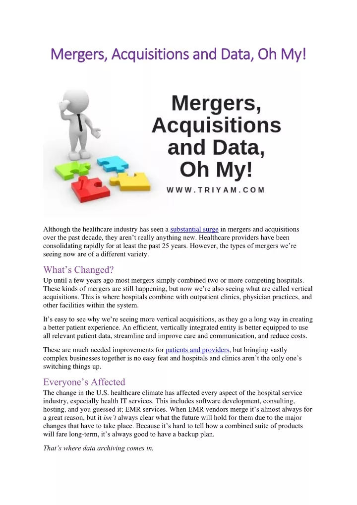 mergers acquisitions and data oh my mergers