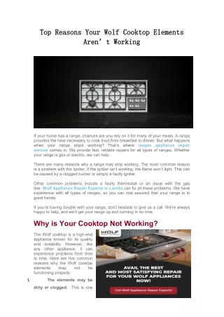 Top Reasons Your Wolf Cooktop Elements Aren’t Working