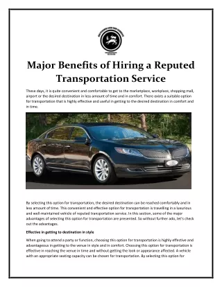 Major Benefits of Hiring a Reputed Transportation Service-converted