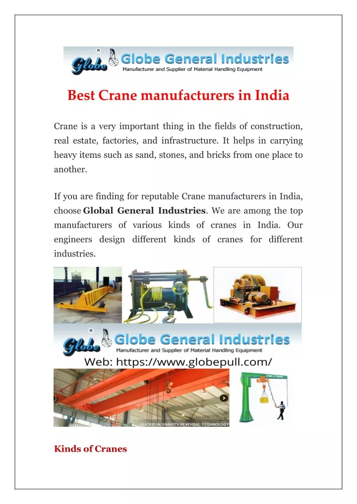 best crane manufacturers in india