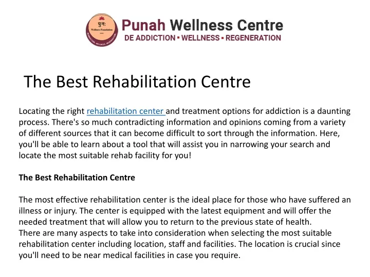 the best rehabilitation centre