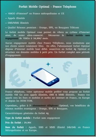 forfait mobile optimal france telephone forfait