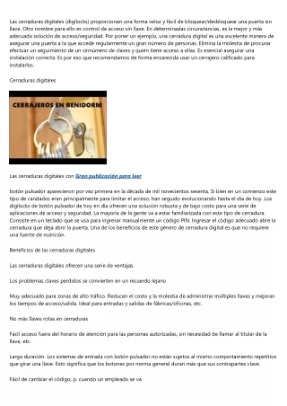 Mejores consejos de cerrajeria 24h de Cerrajeros Benidorm