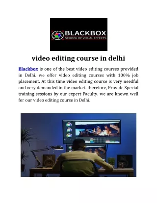 video editing course in delhi | Blackbox