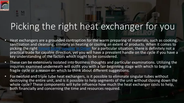picking the right heat exchanger for you