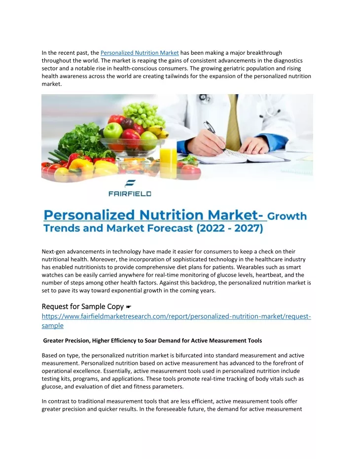 in the recent past the personalized nutrition