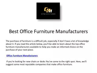 What Is Best Office Furniture Manufacturers, Anyway?