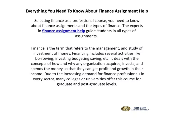 everything you need to know about finance assignment help