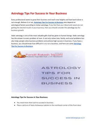 Astrology Tips For Success In Your Business