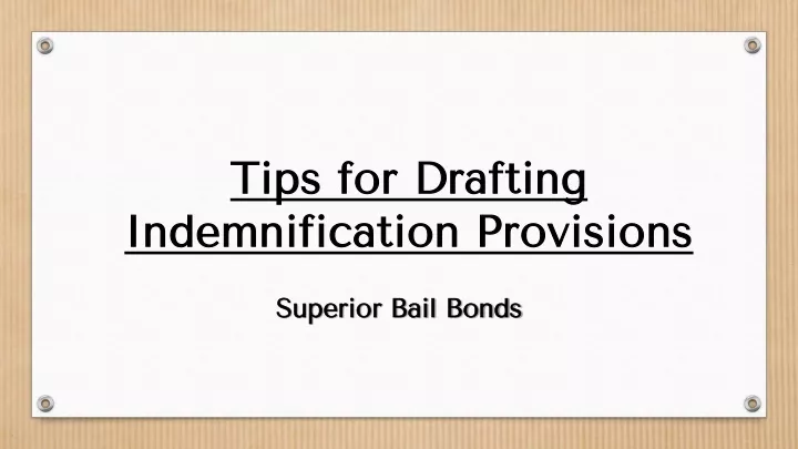 tips for drafting indemnification provisions