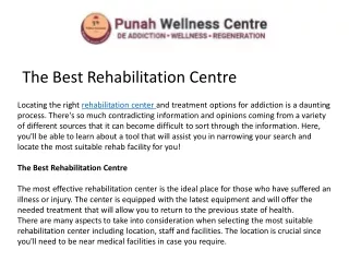 The Best Rehabilitation Centre