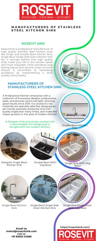Manufacturers of Stainless Steel Kitchen Sink: ROSEVIT Sink