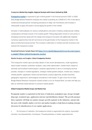 fraxiparine market key insights regional analysis