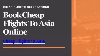 Book Cheap Flights To Asia Online