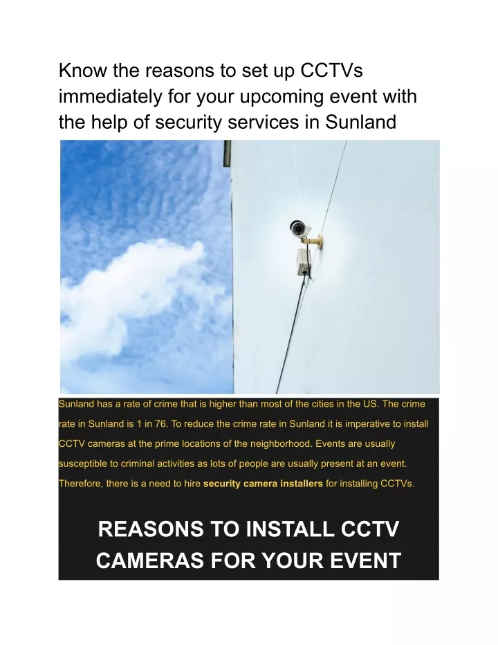 know the reasons to set up cctvs immediately