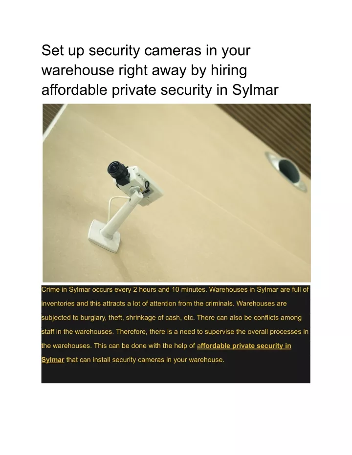 set up security cameras in your warehouse right