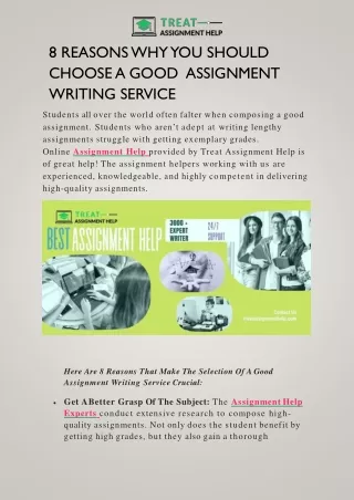 8 reasons why you should choose a good assignment writing service