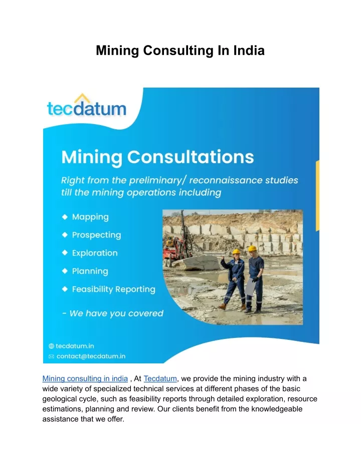 mining consulting in india