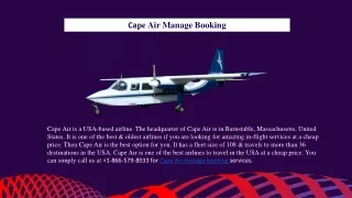 Cape Air Manage Flight Booking  1-866-579-8033