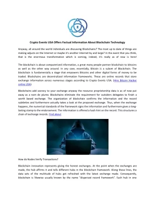 crypto events usa offers factual information