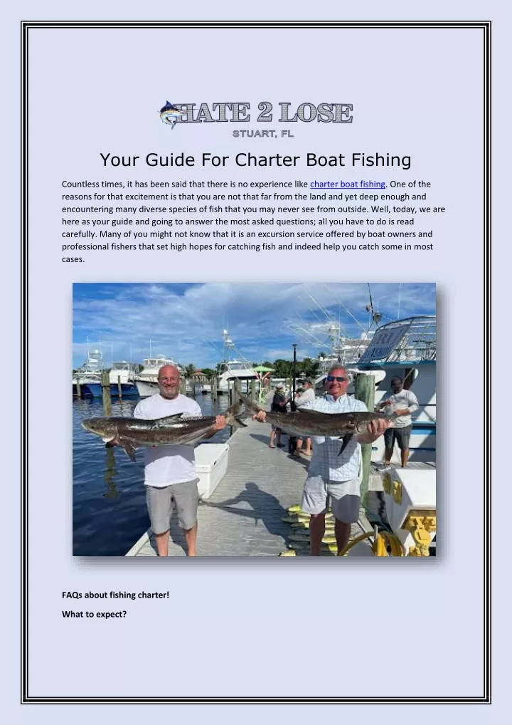 your guide for charter boat fishing