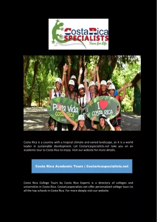Costa Rica Academic Tours | Costaricaspecialists.net