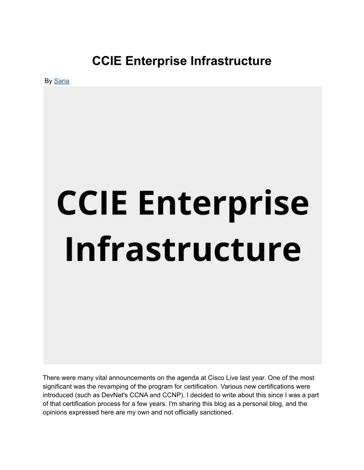 ccie enterprise infrastructure