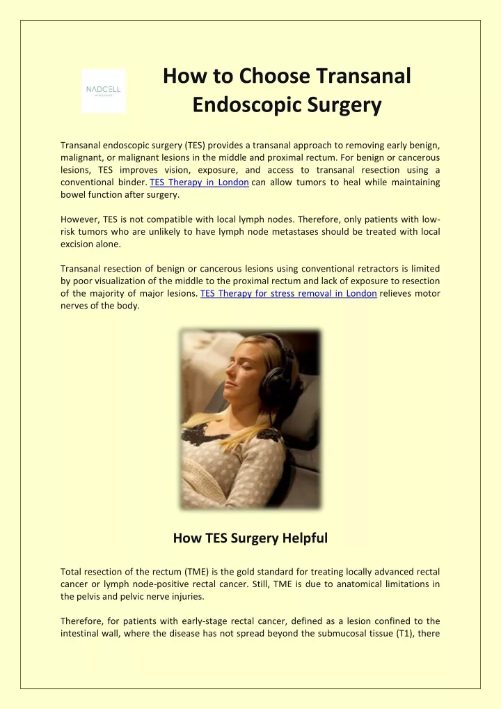 how to choose transanal endoscopic surgery