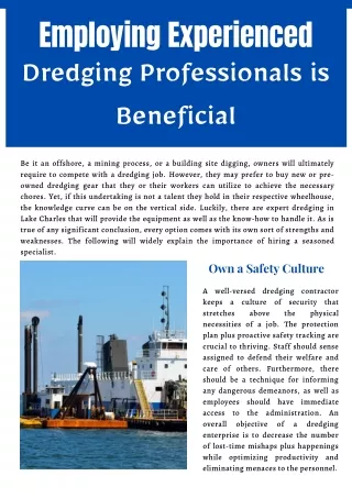 Avails of Hiring Skilled Dredging Professionals