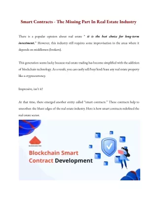 smart contracts the missing part in real estate