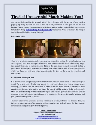 Tired of Unsuccessful Match Making You