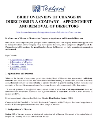 brief overview of change in directors
