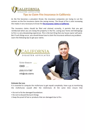 Tips to Claim Fire Insurance in California