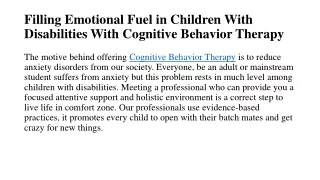 Best Cognitive Behavior Therapy