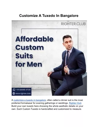 Customize A Tuxedo In Bangalore