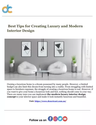 Best Tips for Creating Luxury and Modern Interior Design