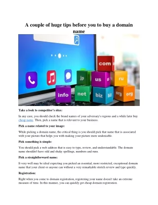 a couple of huge tips before you to buy a domain