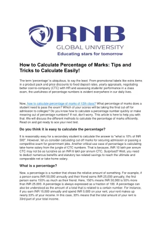 How to Calculate Percentage of Marks