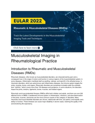 musculoskeletal imaging in rheumatological