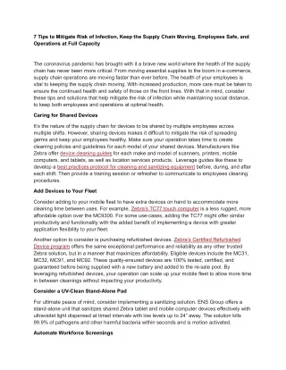 7 Tips to Mitigate Risk of Infection, Keep the Supply Chain Moving, Employees Safe, and Operations at Full Capacity