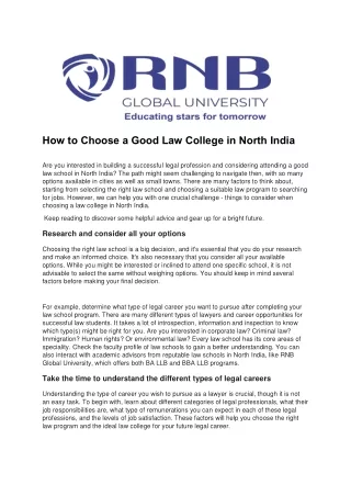 How to Choose a Good Law College in North India