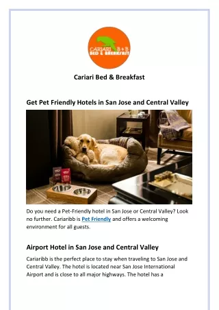 Get Pet Friendly Hotels in San Jose and Central Valley